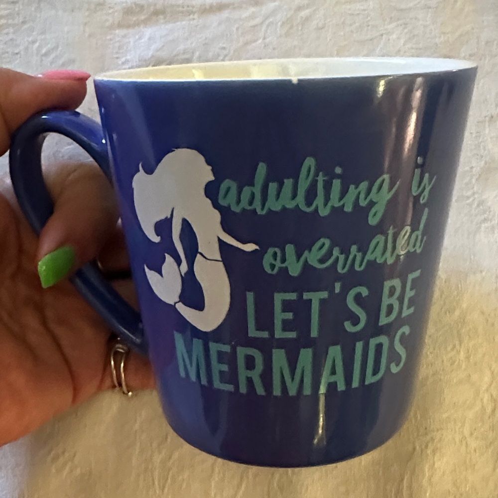 Mug Ceramic Blue Mermaid Large Adulting is Overrated